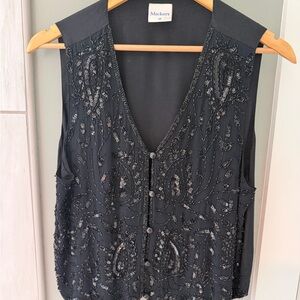 Black Beaded Women's Top